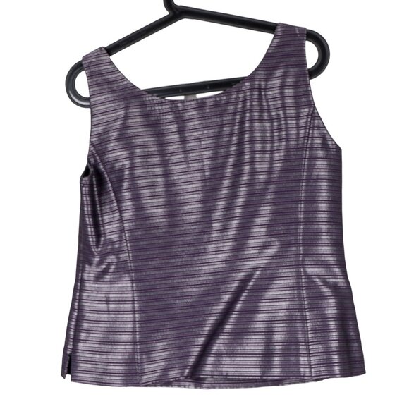 Kasper Blazer Jacket Tank Set 6 Women Purple Silver Striped Career Metallic - Picture 9 of 9